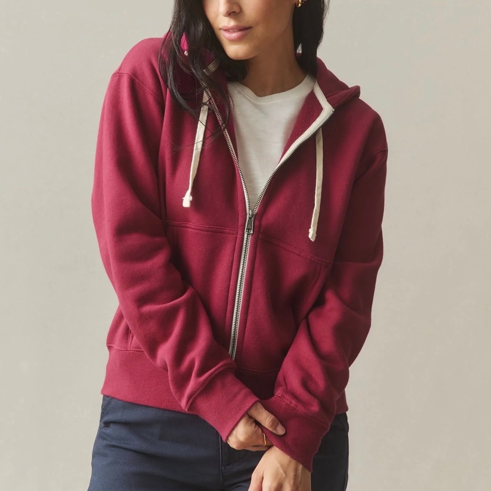 NWOT American Giant Women's Midweight Full Zip Hoodie Pomegranate ‎ Small